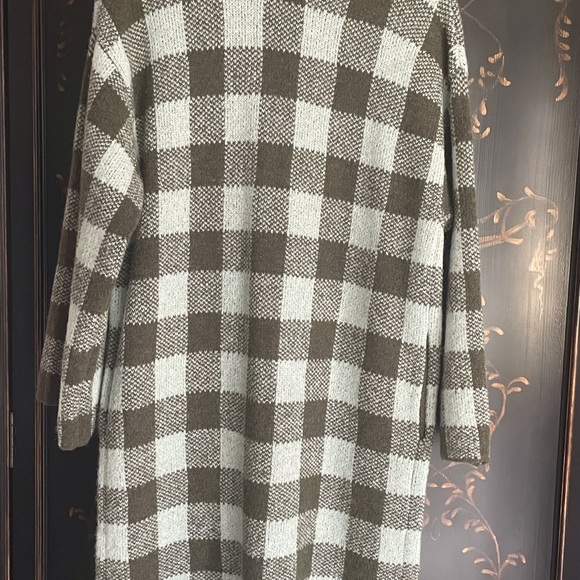 Brown Aqua checked Sweater coat sz XS - Picture 7 of 9